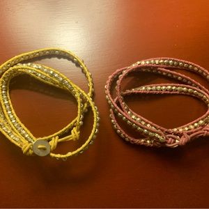 Set of two necklace/bracelet pink and yellow